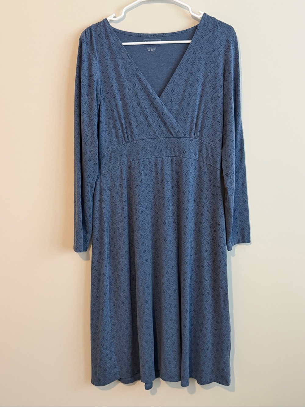 L.L.Bean Blue Floral Jersey Knit Dress Women’s Medium Casual Stretch